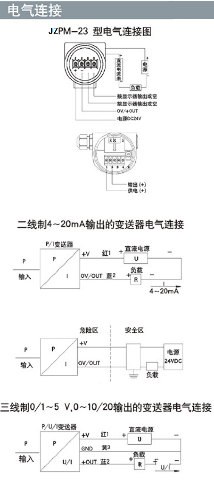 壓力變送器電氣連接